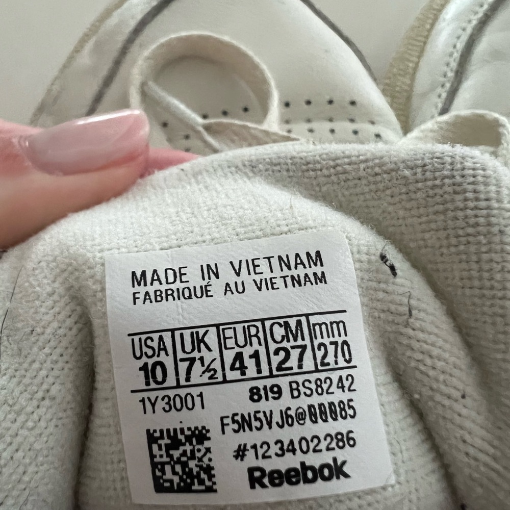 Reebok sneakers, perfect amount of character. Not too worn out.